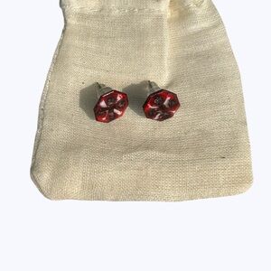 Vintage Earrings. Red, Black and White Stud Earrings. Cleaned and Polished!